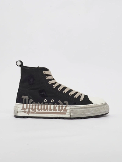 Shop Dsquared2 Sneakers Canvas+stampa Gothic Sneaker In Nero