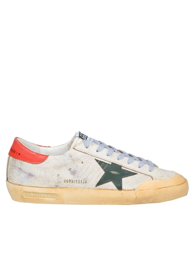 Shop Golden Goose Superstar In White And Green Leather In White/green