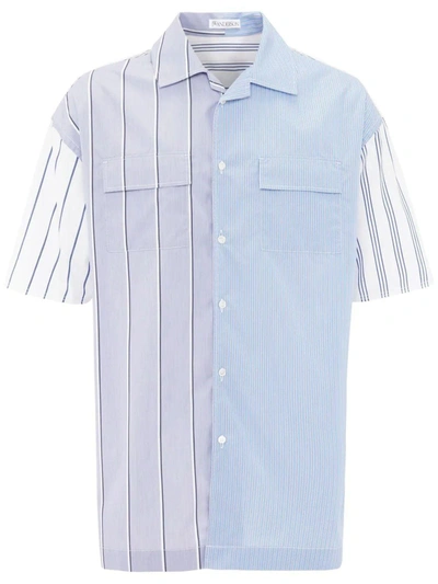 Shop Jw Anderson J.w. Anderson White And Blue Cotton Blend Shirt In Rig Azz