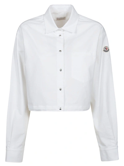 Shop Moncler Cropped Shirt In Bianco