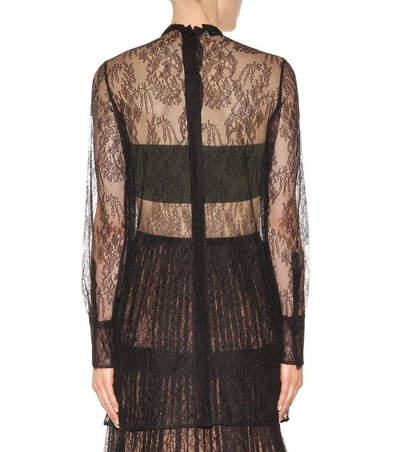Shop Valentino Lace Shirt With Pendant In Black