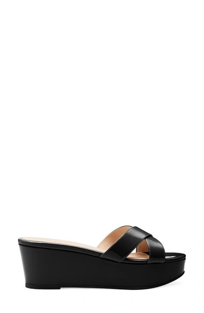 Stuart Weitzman Avenue 65 Flatform Wedge Slide Sandal In Black