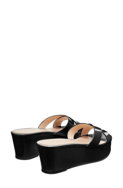 Stuart Weitzman Avenue 65 Flatform Wedge Slide Sandal In Black
