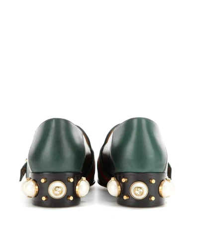 Shop Gucci Leather Mid-heel Loafers In Verde
