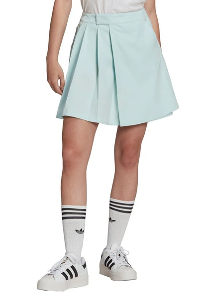 Shop Adidas Originals Contempo Pleated Skirt In Almost Blue