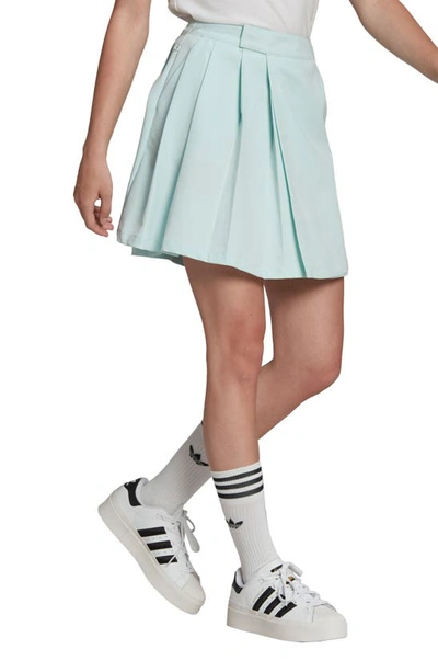 Shop Adidas Originals Contempo Pleated Skirt In Almost Blue