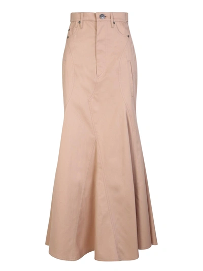 Shop Burberry Gabardine Cotton Full Skirt In Beige