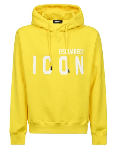Shop Dsquared2 Logo Printed Drawstring Hoodie In Giallo