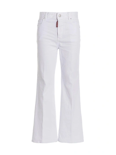 Shop Dsquared2 Super Flared Cropped Jeans In White