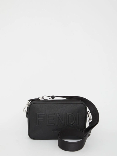 Shop Fendi Logo Embossed Camera Bag In Black