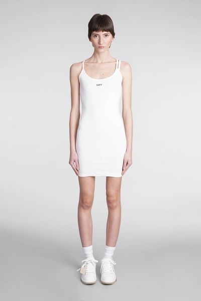 Shop Off-white Dress In White Cotton