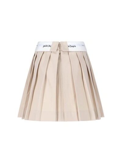 Shop Palm Angels Miniskirt With Back Pleats In Beige