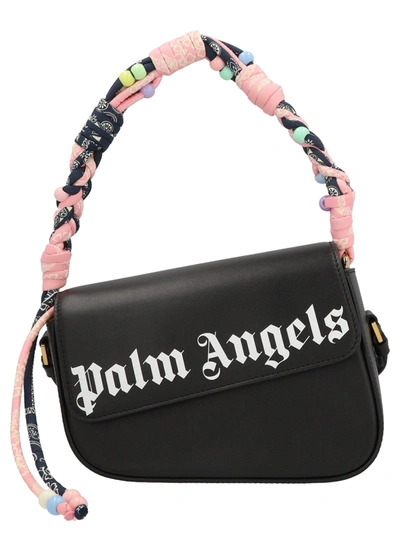Shop Palm Angels Plaited Bandana Crash Shoulder Bag In White/black