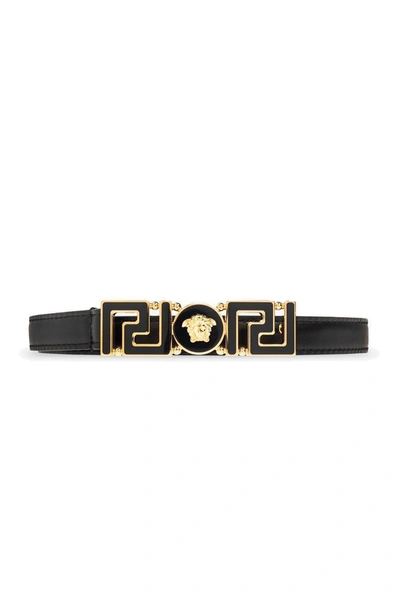 Shop Versace Logo Detailed Buckle Belt In Default Title