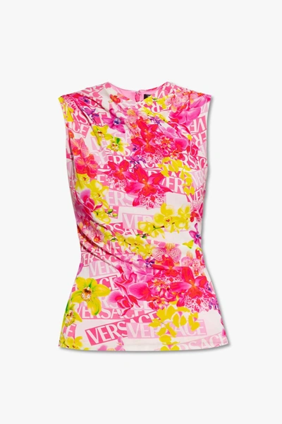 Shop Versace Sleeveless Top In Fuxia