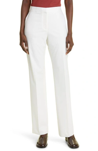 Shop Lafayette 148 Irving Straight Leg Stretch Wool Pants In Ivory