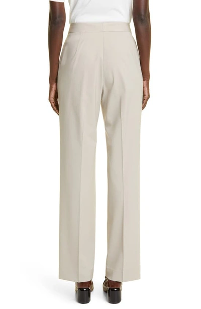 Shop Lafayette 148 Irving Straight Leg Stretch Wool Pants In Khaki