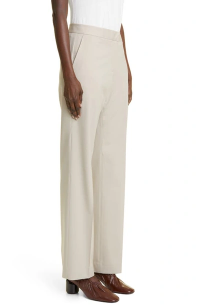 Lafayette 148 Irving Straight Leg Stretch Wool Pants In Khaki