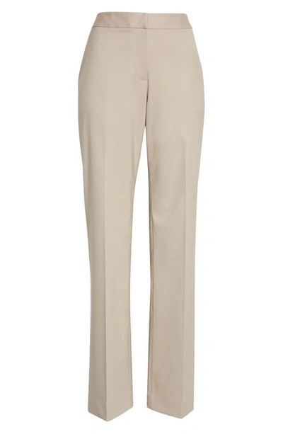 Lafayette 148 Irving Straight Leg Stretch Wool Pants In Khaki