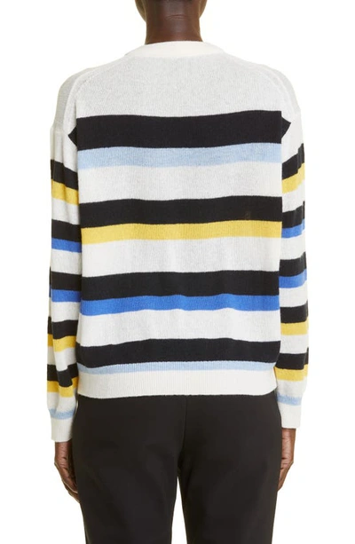 Lafayette 148 Stripe Cashmere Sweater In Navy Multi