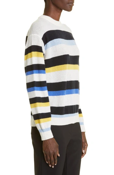 Lafayette 148 Stripe Cashmere Sweater In Navy Multi