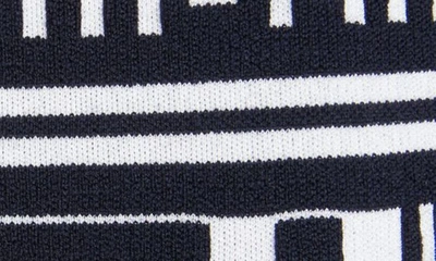 Balmain Monogram Jacquard Long Sleeve Sweater Dress In Ggd White/ Navy