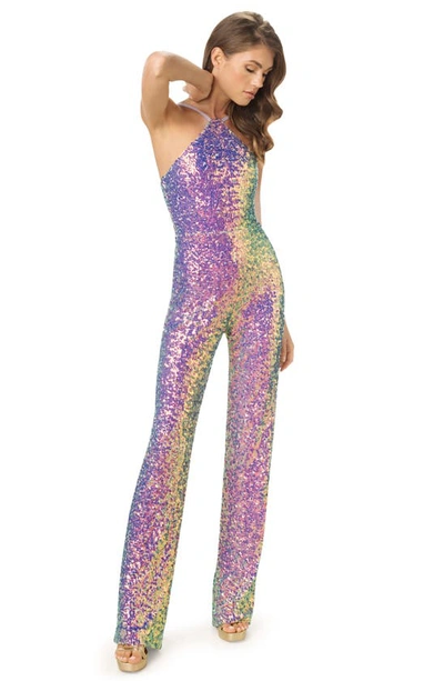 Shop Dress The Population Darian Sequin Ombré Jumpsuit In Ultraviolet