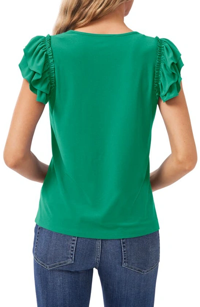 Cece Women's Ruffled Flutter-sleeve Short Sleeve Knit Top In Green
