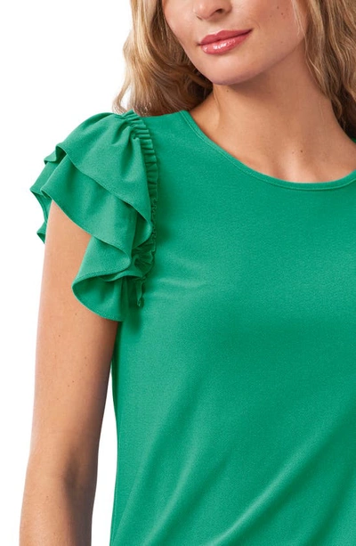 Shop Cece Double Ruffle Knit Top In Green