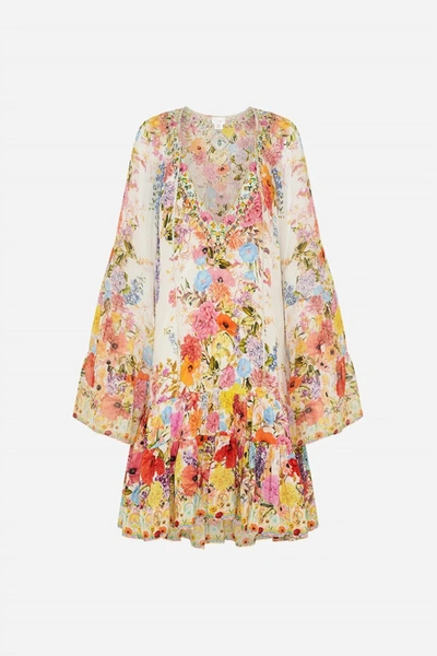 Shop Camilla A Line Gathered Panel Dress In Sunlight Symphony In Multi