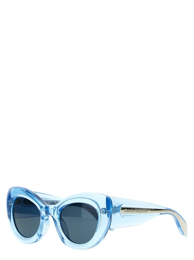 Shop Alexander Mcqueen The Curve Cat-eye Sunglasses Light Blue