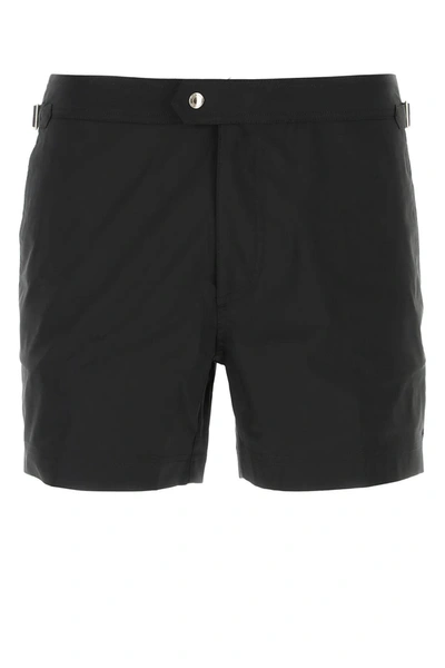 Shop Tom Ford Black Polyester Swimming Shorts In Nero