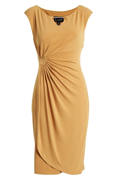 Shop Connected Apparel Ity Mock Wrap Dress In Mustard