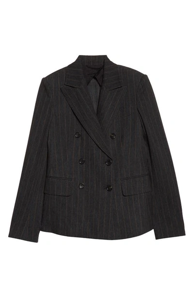 Shop Max Mara Ofride Pinstripe Double Breasted Jacket In Dark Grey