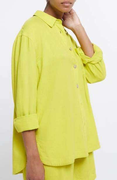 Shop River Island Oversize Button-up Shirt In Yellow