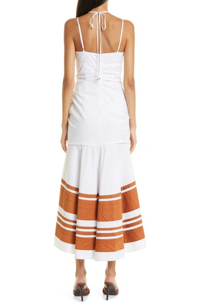 Shop Veronica Beard Fitz High-low Cotton Blend Dress In White/golden Sand
