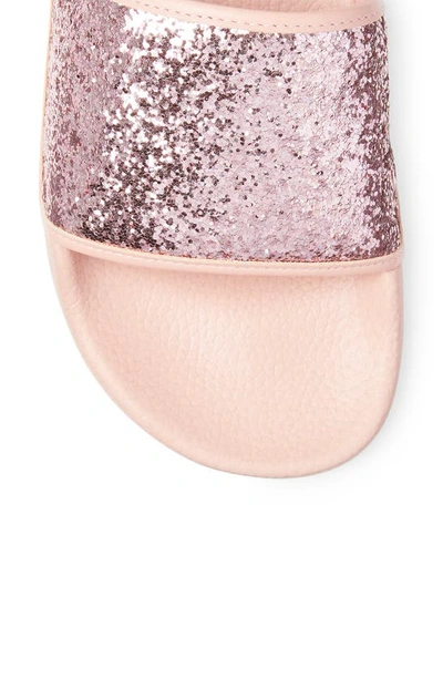 Stuart Weitzman Glitter Pool Slide Sandal In Peach Blush