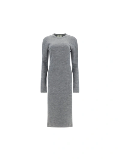 Shop Fendi Dress In Grey Melange