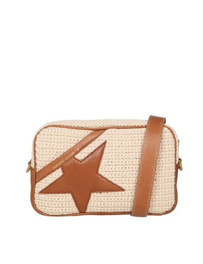 Shop Golden Goose Star Bag In Crochet Fabric And Leather In Beige/brown