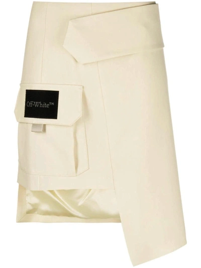 Shop Off-white Beige Virgin Wool Miniskirt In Panna