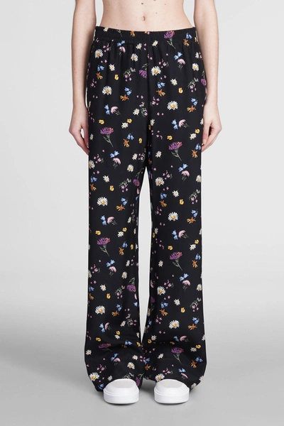 Stella Mccartney Printed Silk Pants In Black
