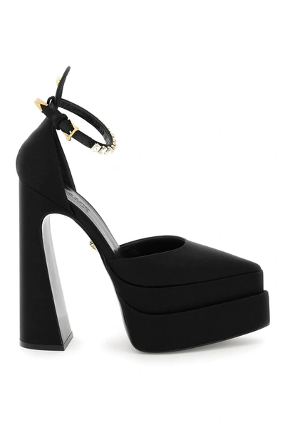 Shop Versace Aevitas Pointy Platform Pumps In Nero Oro  (black)