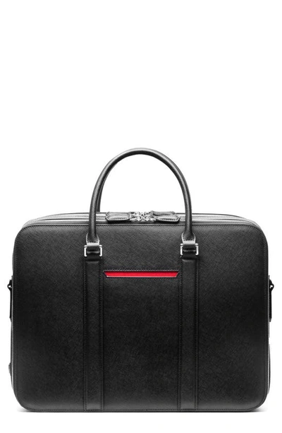 Maverick & Co. Manhattan Double-zip Leather Briefcase In Black