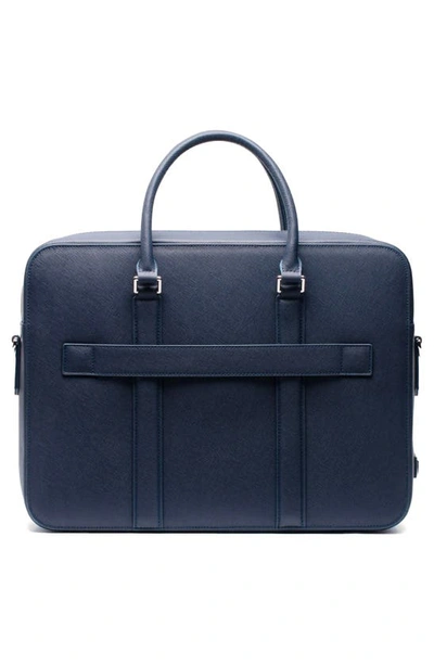 Shop Maverick & Co. Manhattan Double Zip Leather Briefcase In Navy