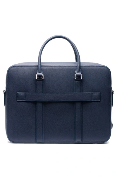 Maverick & Co. Manhattan Deluxe Leather Briefcase In Navy