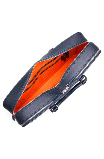 Maverick & Co. Manhattan Deluxe Leather Briefcase In Navy