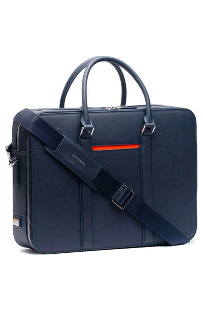 Maverick & Co. Manhattan Deluxe Leather Briefcase In Navy