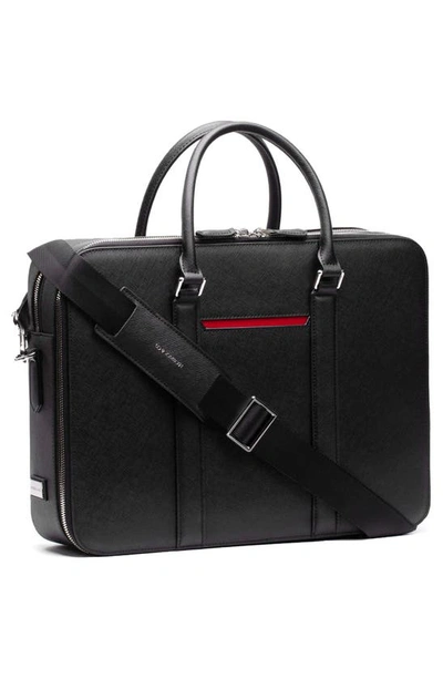 Maverick & Co. Manhattan Double-zip Leather Briefcase In Black