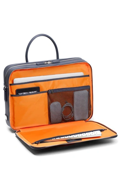 Maverick & Co. Manhattan Deluxe Leather Briefcase In Navy