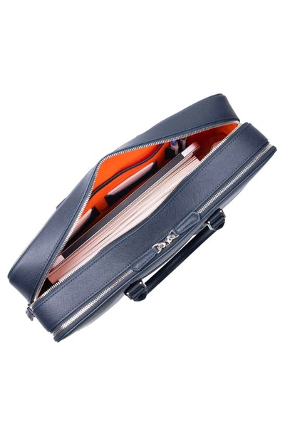Maverick & Co. Manhattan Deluxe Leather Briefcase In Navy